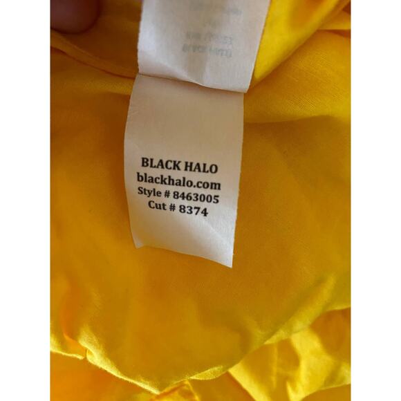 NWT BLACK HALO DRESS ATLAS YELLOW CUT OUT TIERED BOW ONE SHOULDER COTTAGECORE - Picture 7 of 8